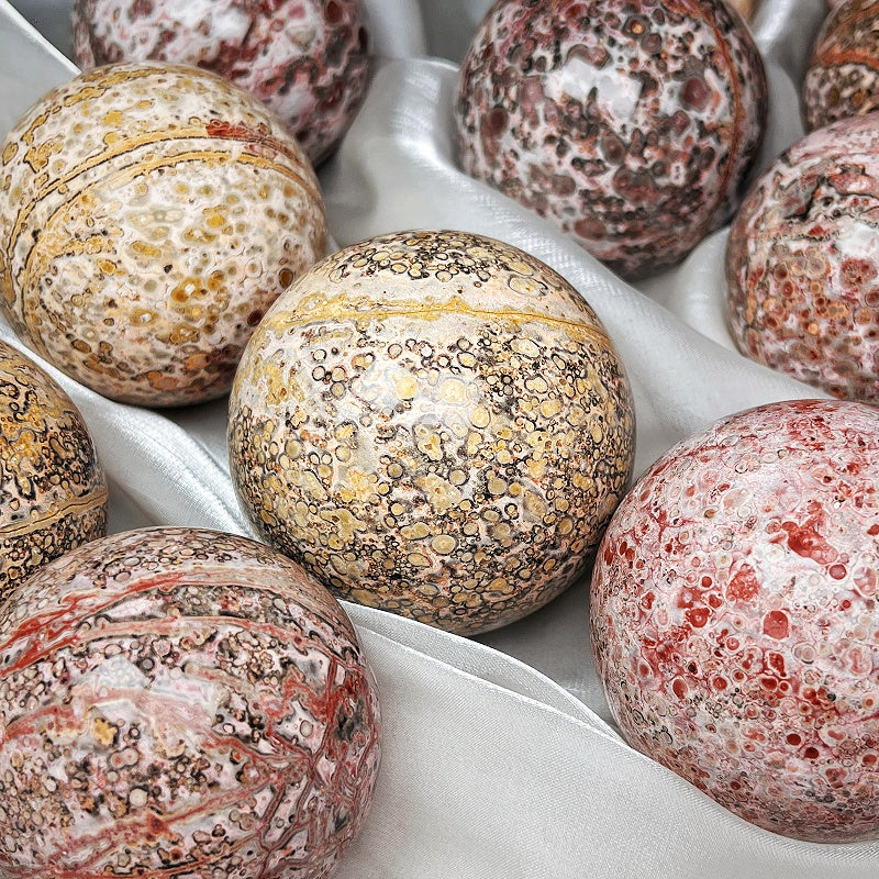 Natural Leopard print stone ball Heal ing Gemstone Home Decor
