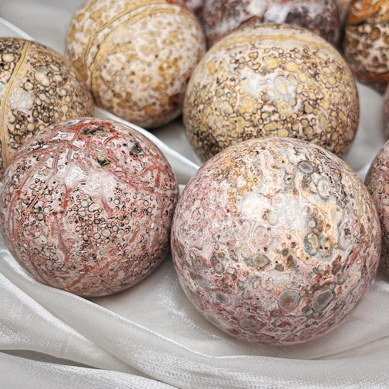 Natural Leopard print stone ball Heal ing Gemstone Home Decor