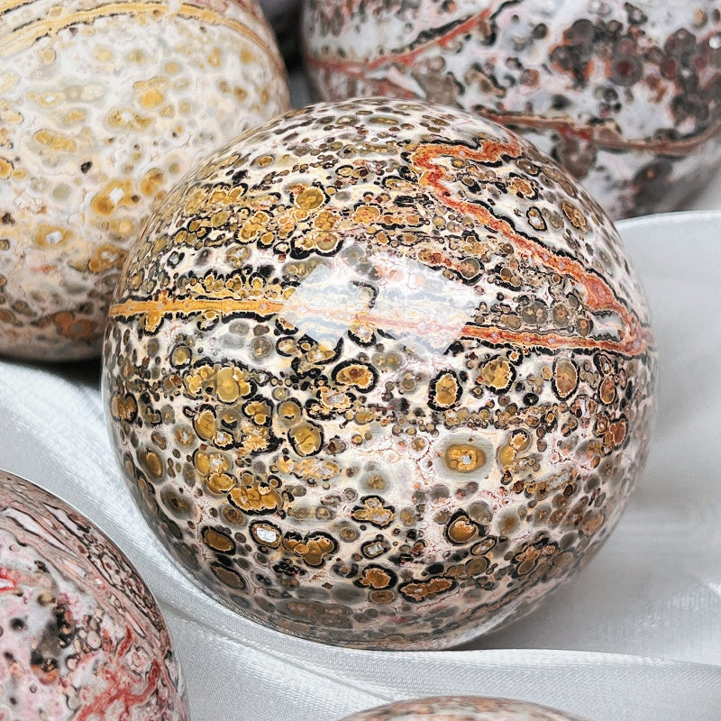 Natural Leopard print stone ball Heal ing Gemstone Home Decor