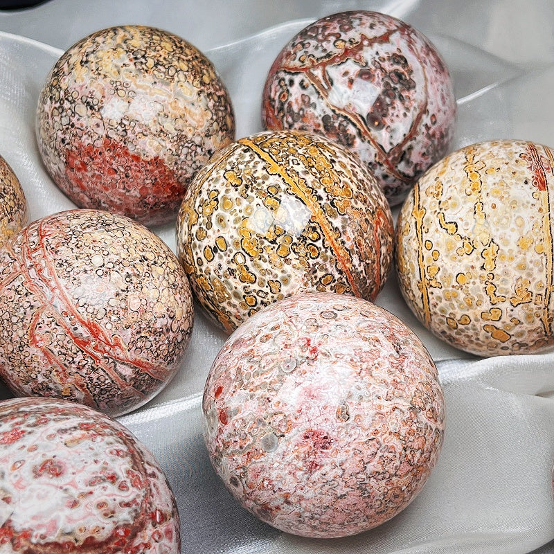 Natural Leopard print stone ball Heal ing Gemstone Home Decor