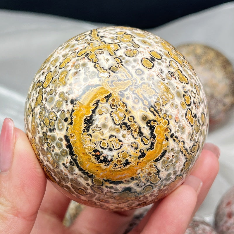 Natural Leopard print stone ball Heal ing Gemstone Home Decor
