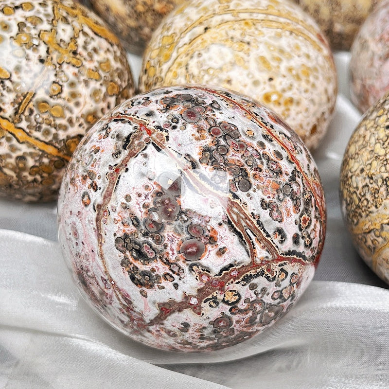 Natural Leopard print stone ball Heal ing Gemstone Home Decor