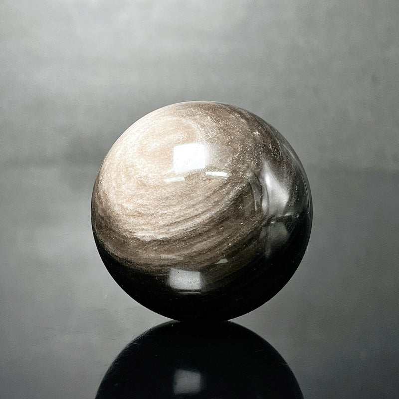 Natural Silver obsidian ball Heal ing Gemstone Home Decor