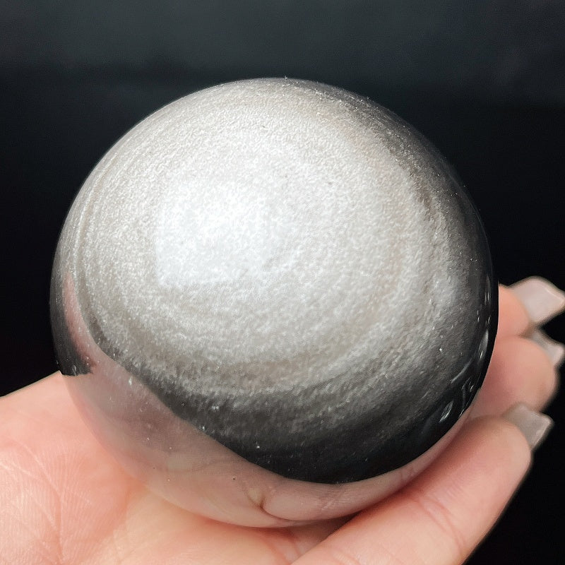 Natural Silver obsidian ball Heal ing Gemstone Home Decor