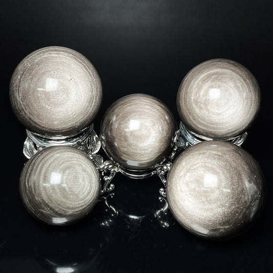 Natural Silver obsidian ball Heal ing Gemstone Home Decor