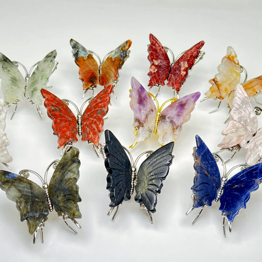 Natural Mixed material carving butterfly Heal ing Gemstone Home Decor