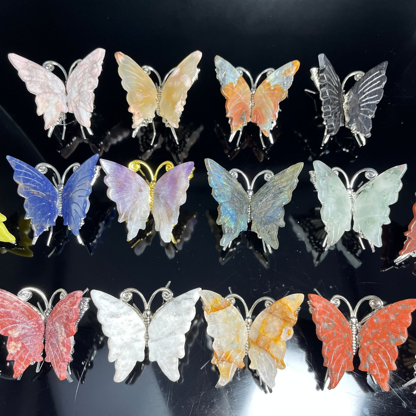 Natural Mixed material carving butterfly Heal ing Gemstone Home Decor