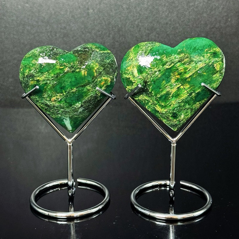 Natural Carving Love with Ancestral Green Heal ing Gemstone Home Decor