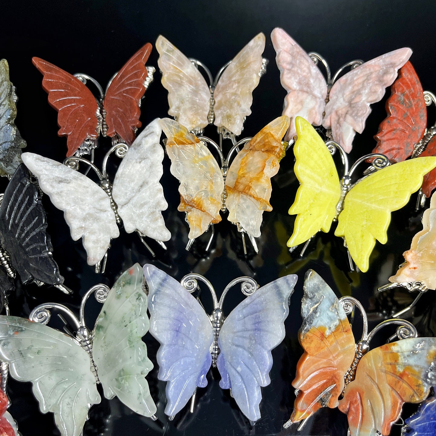 Natural Mixed material carving butterfly Heal ing Gemstone Home Decor
