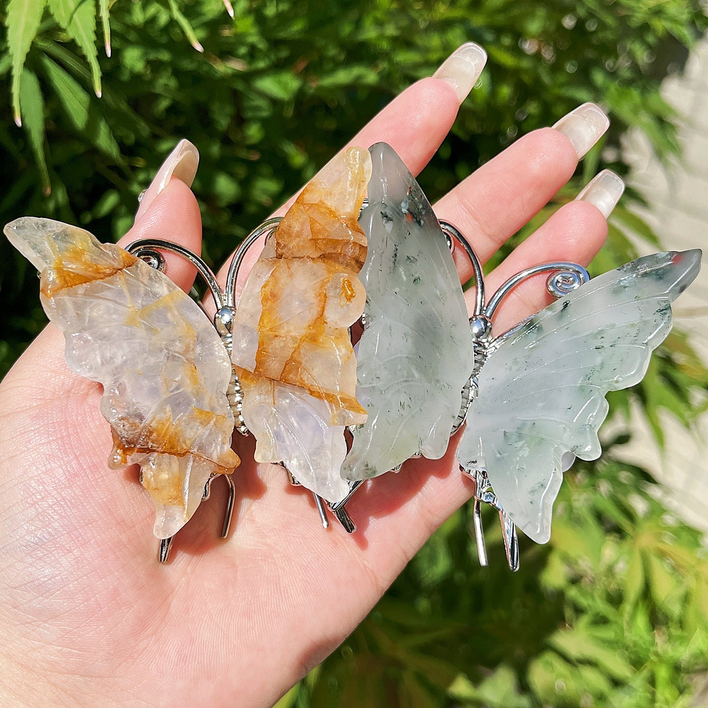 Natural Mixed material carving butterfly Heal ing Gemstone Home Decor