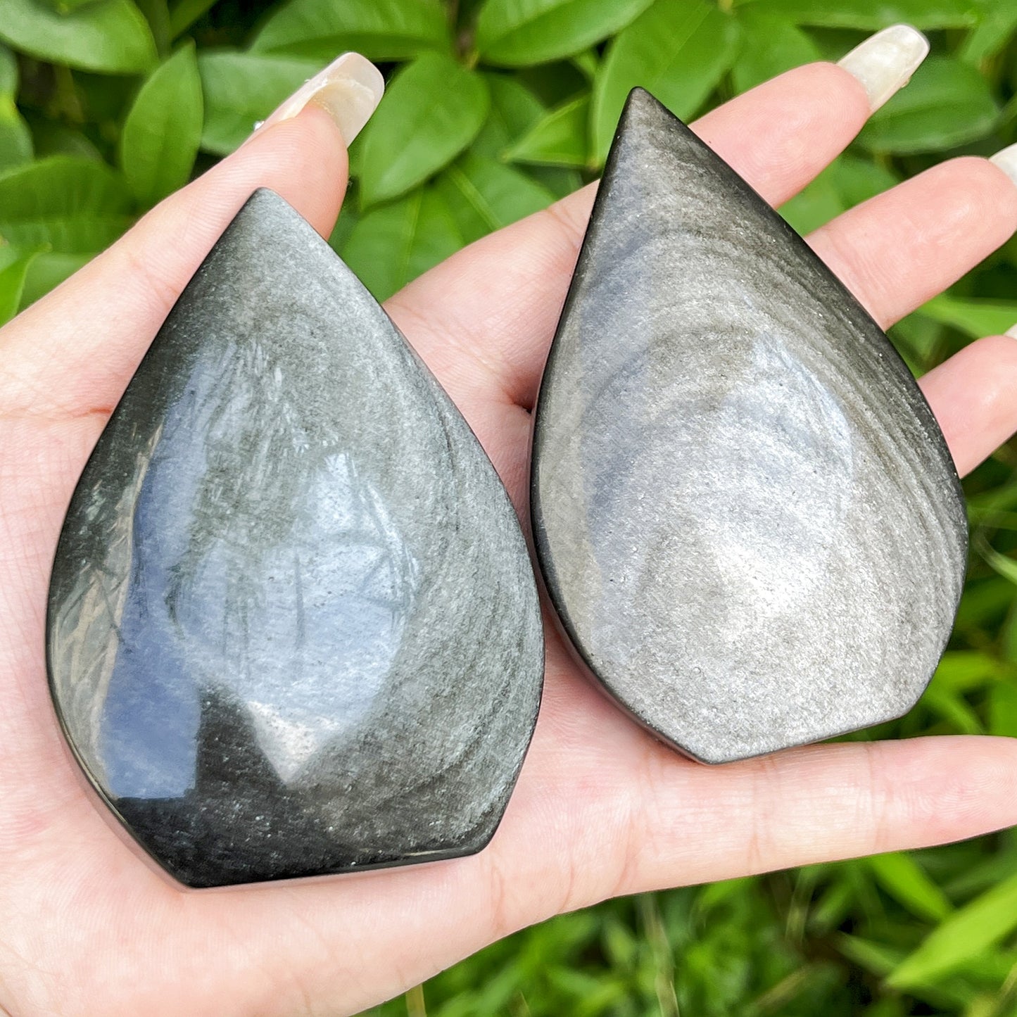 Natural Silver obsidian ornament Heal ing Gemstone Home Decor