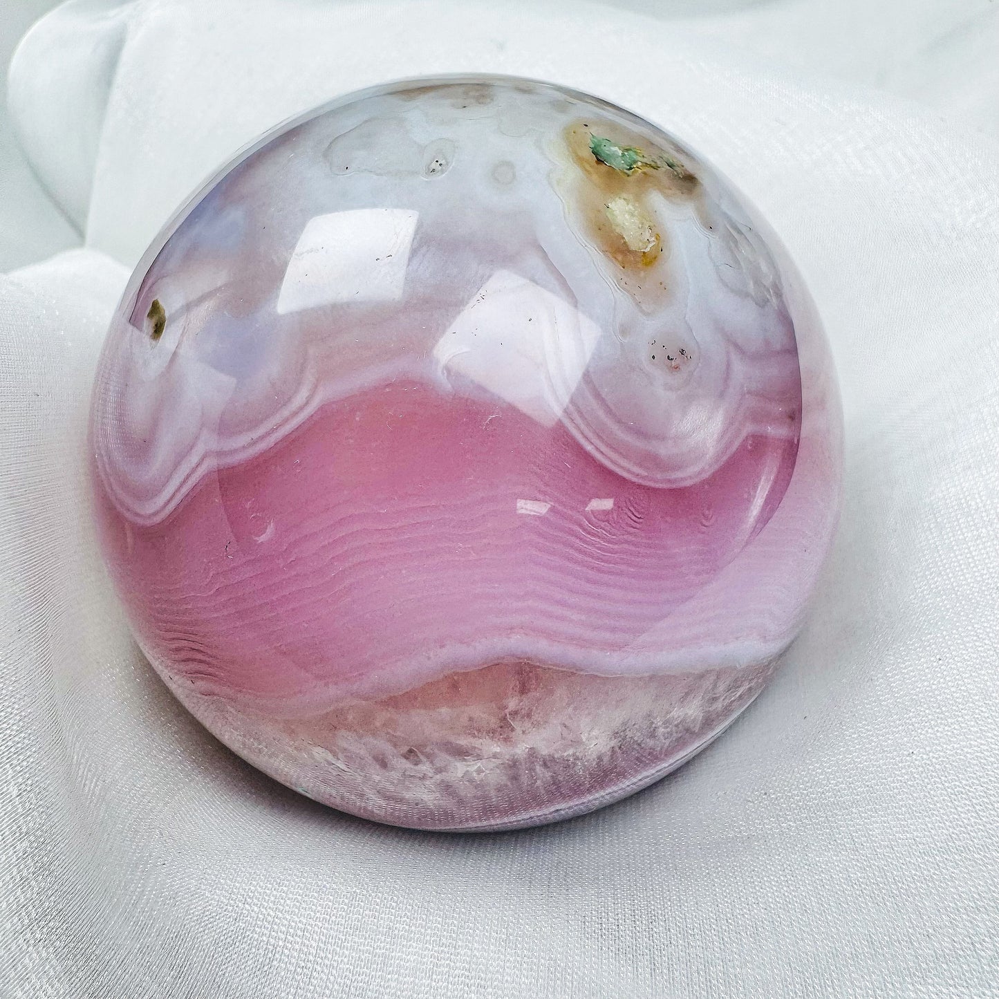 Natural Purple powder wrapped agate ball Heal ing Gemstone Home Decor