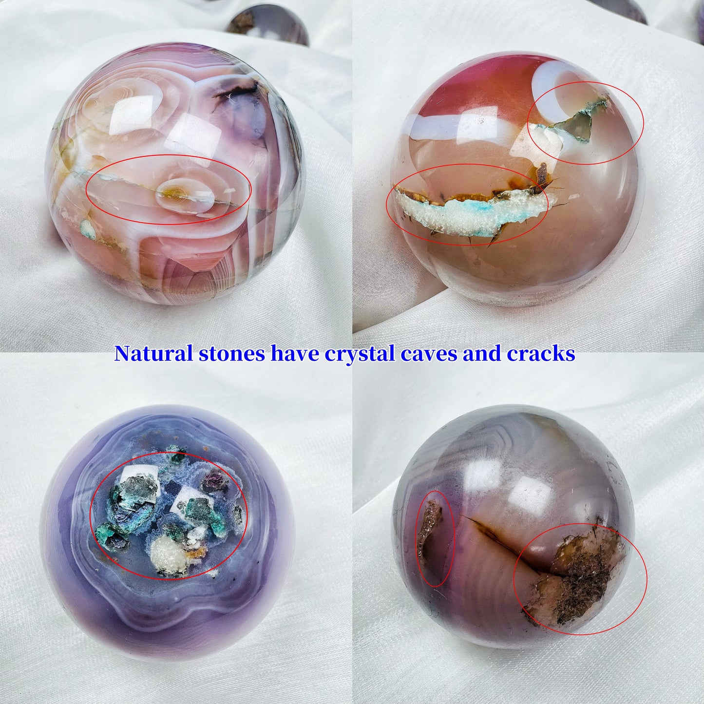Natural Purple powder wrapped agate ball Heal ing Gemstone Home Decor