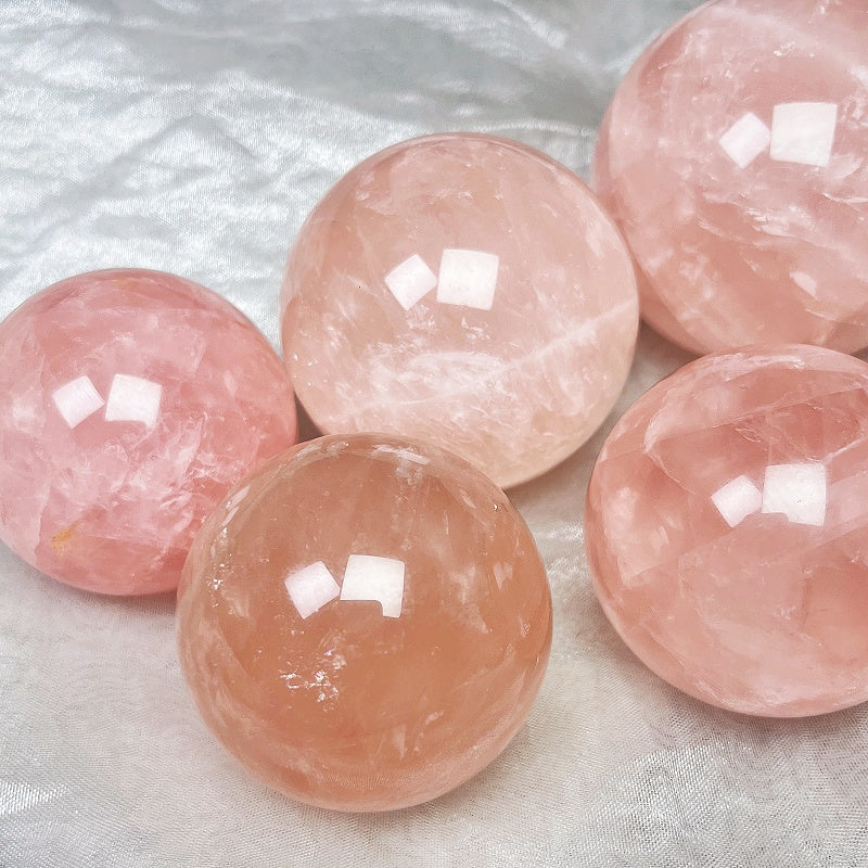 Natural Pink crystal ball Heal ing Gemstone Home Decor