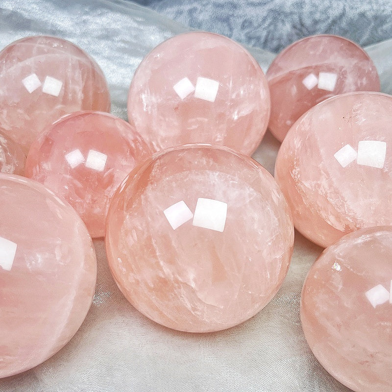 Natural Pink crystal ball Heal ing Gemstone Home Decor