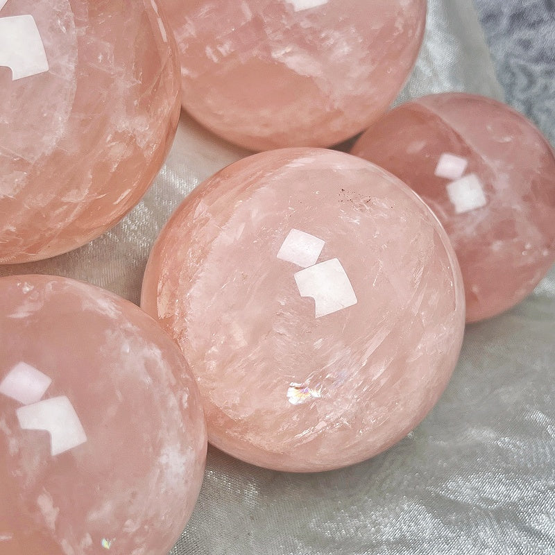 Natural Pink crystal ball Heal ing Gemstone Home Decor