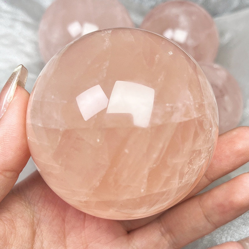 Natural Pink crystal ball Heal ing Gemstone Home Decor