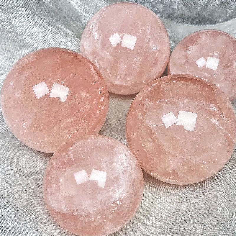 Natural Pink crystal ball Heal ing Gemstone Home Decor