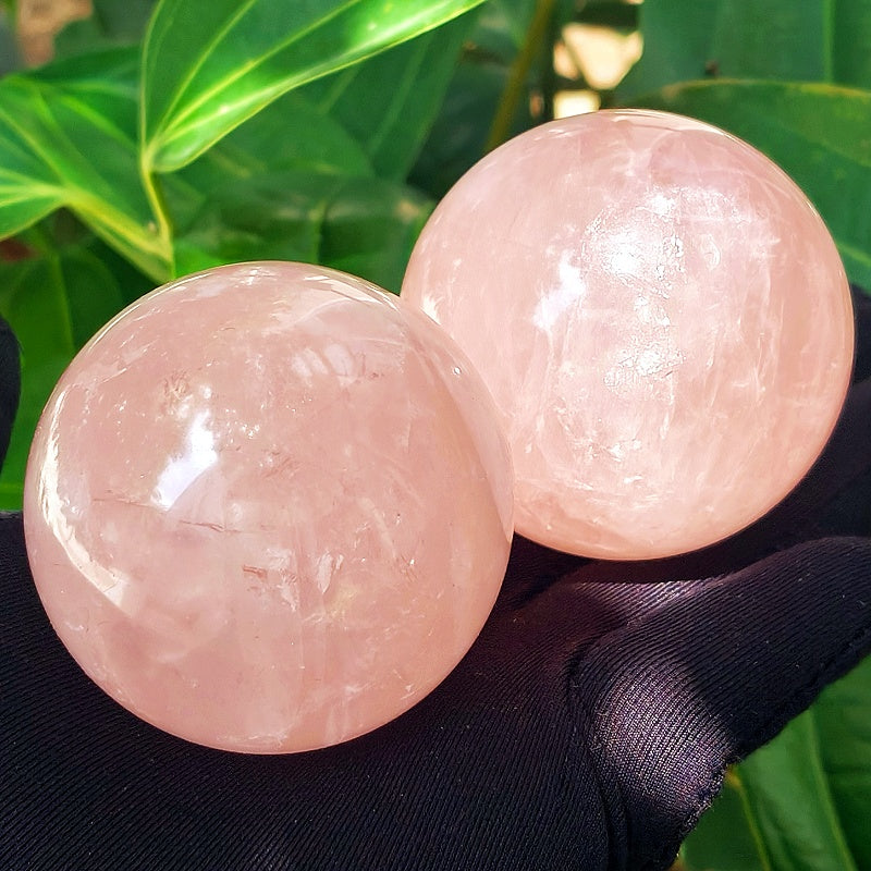 Natural Pink crystal ball Heal ing Gemstone Home Decor