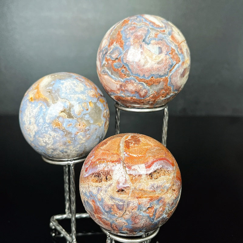 Natural Blue cherry blossom agate ball Heal ing Gemstone Home Decor