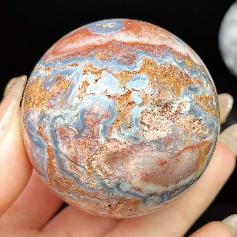 Natural Blue cherry blossom agate ball Heal ing Gemstone Home Decor
