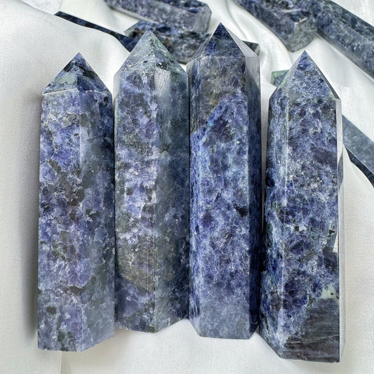 Natural Cordierite single pointed column Heal ing Gemstone Home Decor
