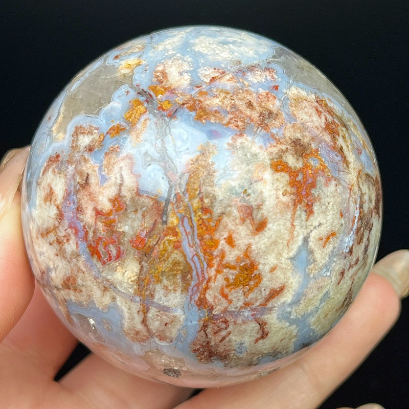 Natural Blue cherry blossom agate ball Heal ing Gemstone Home Decor