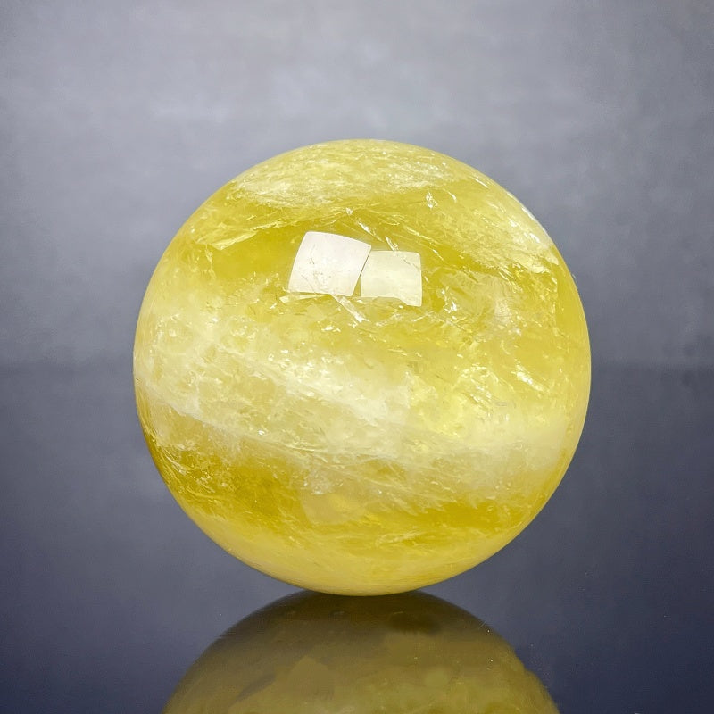 Natural Yellow crystal ball Heal ing Gemstone Home Decor