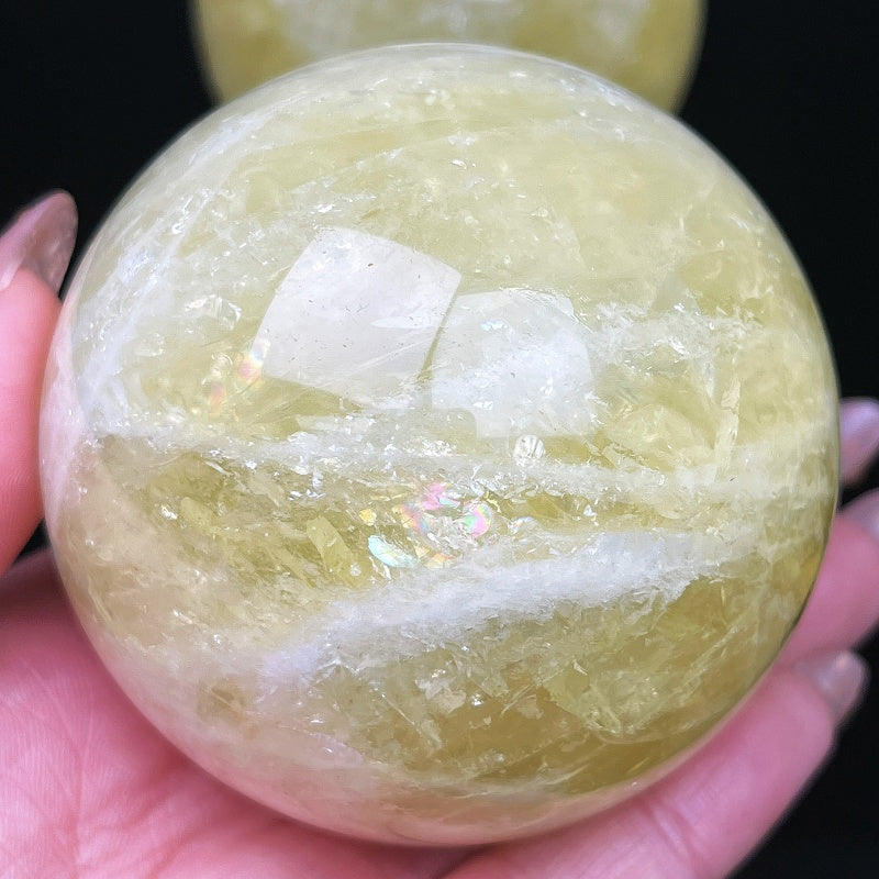 Natural Yellow crystal ball Heal ing Gemstone Home Decor