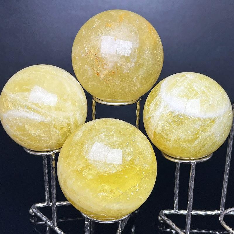 Natural Yellow crystal ball Heal ing Gemstone Home Decor