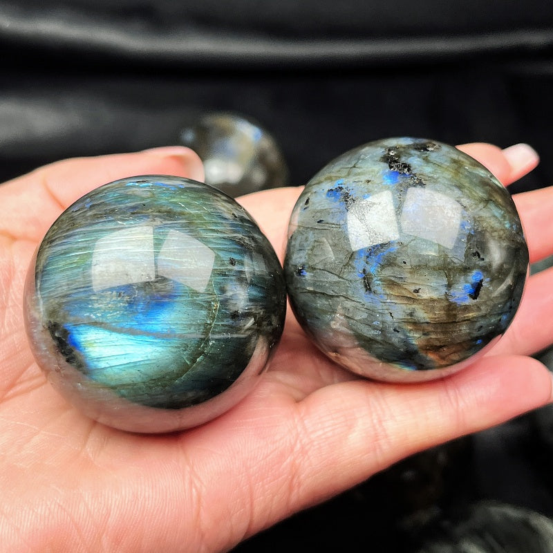 Natural Blue light elongated stone ball Heal ing Gemstone Home Decor