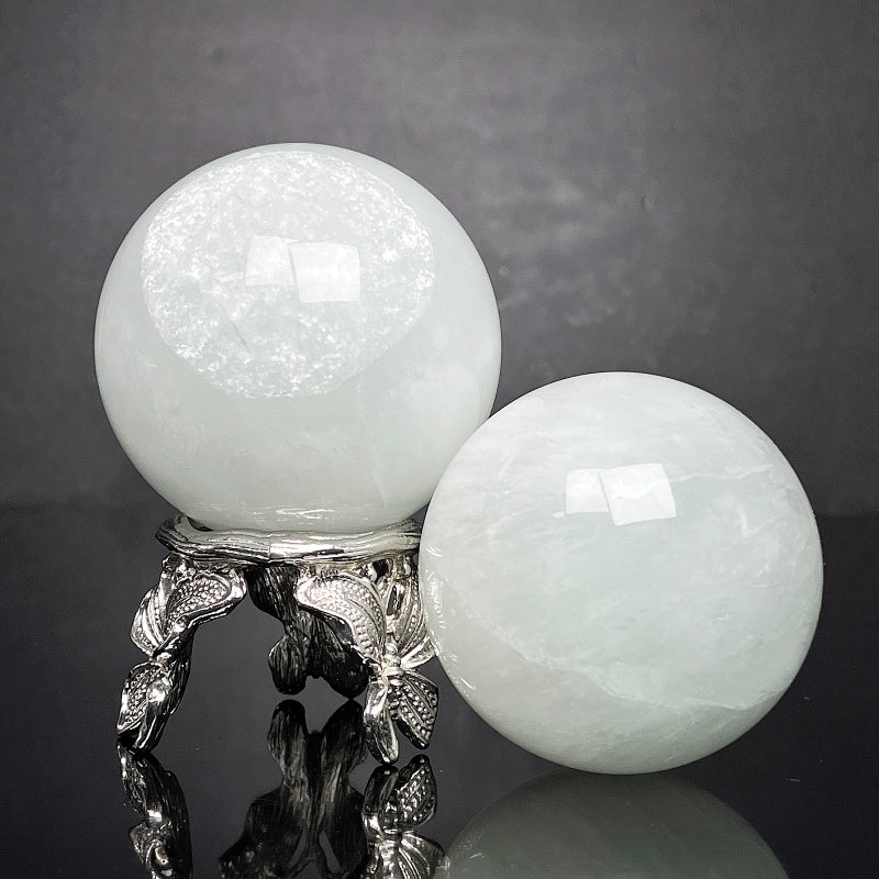Natural Sea Blue Cat Eye Firefly Stone Ball Heal ing Gemstone Home Decor