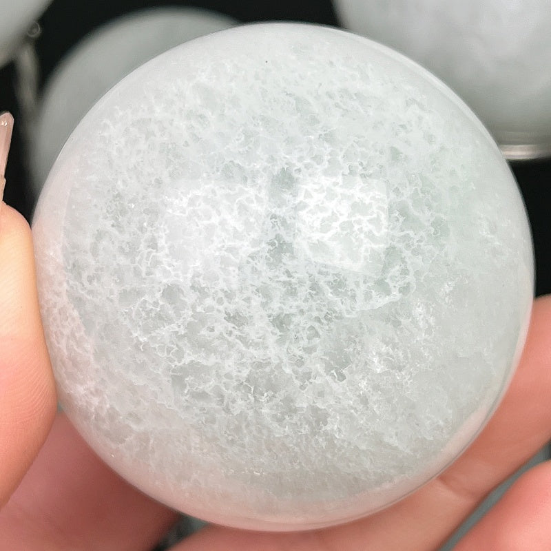 Natural Sea Blue Cat Eye Firefly Stone Ball Heal ing Gemstone Home Decor