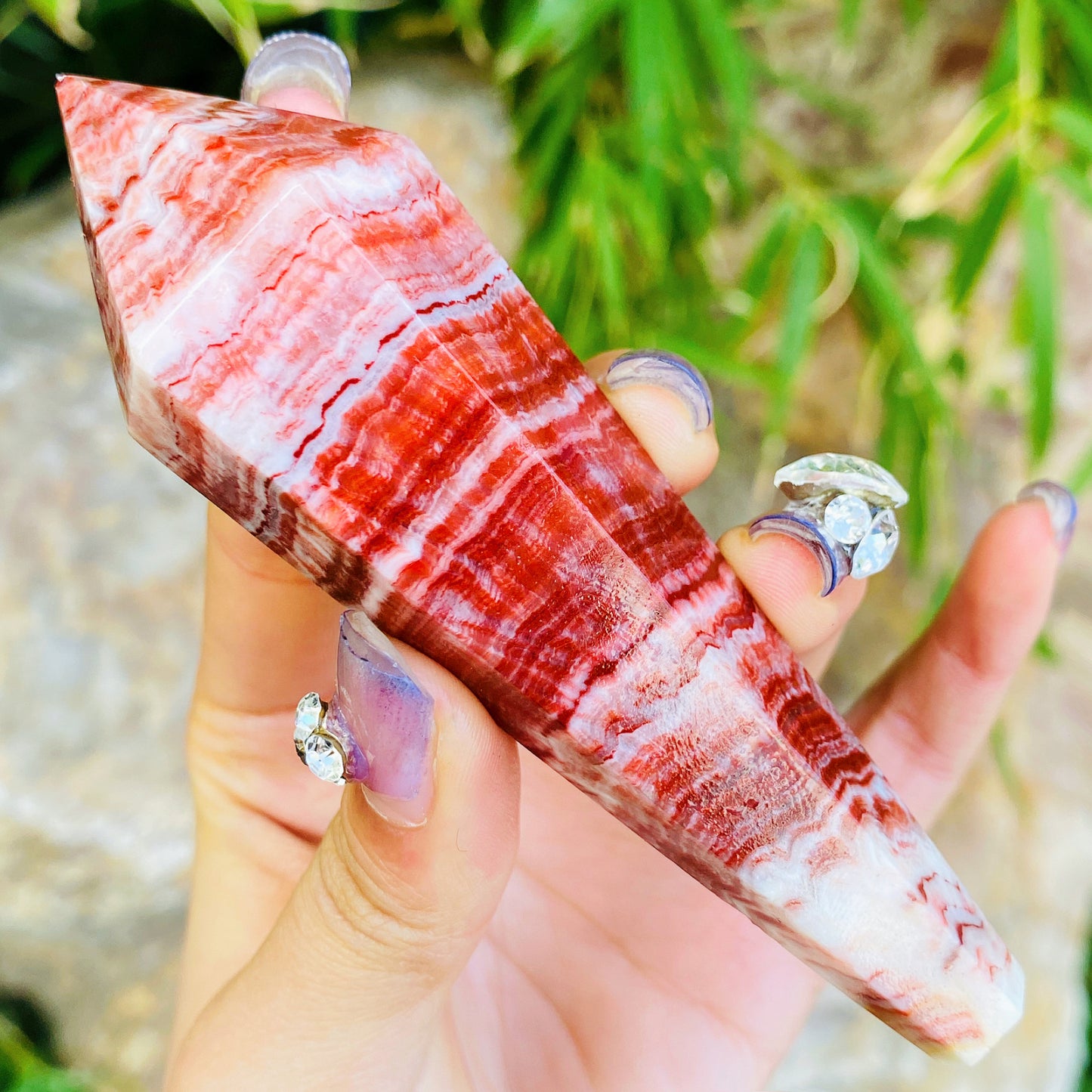 Natural Meat stone scepter Heal ing Gemstone Home Decor