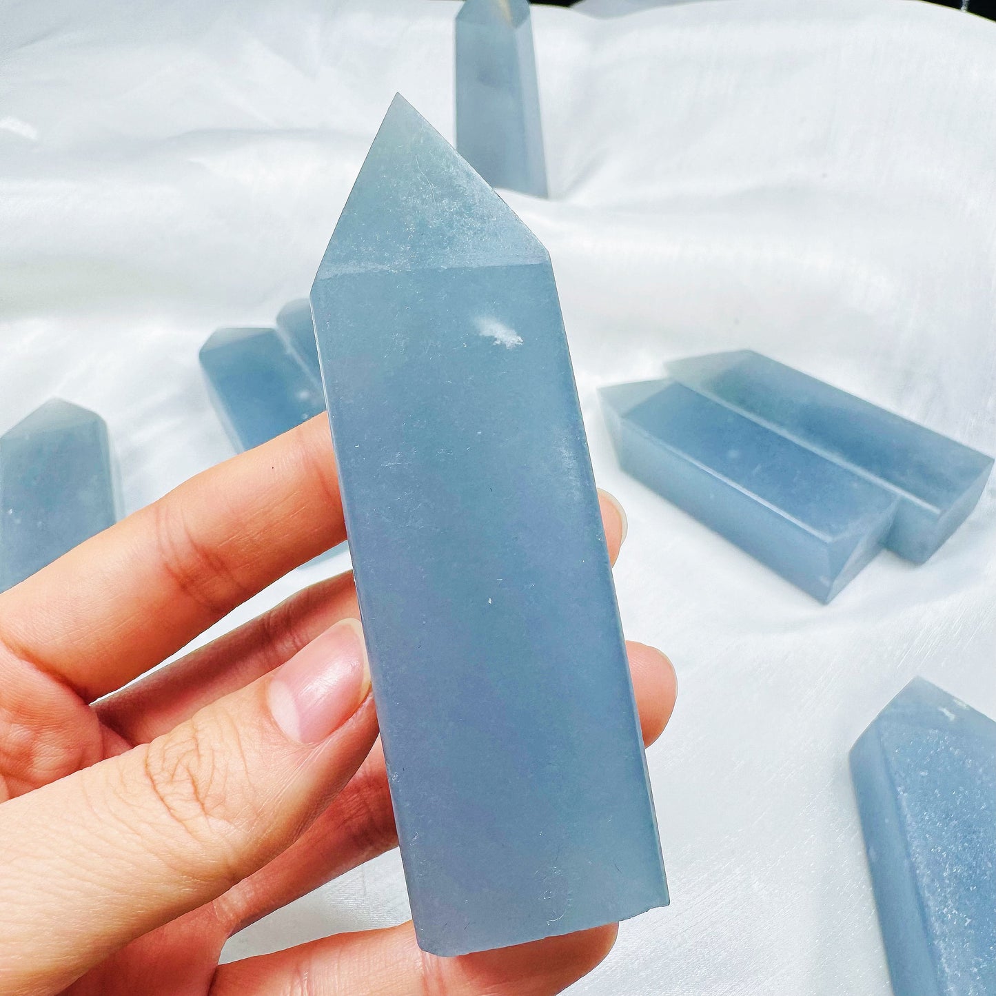 Natural Angel Stone Square Pillar Heal ing Gemstone Home Decor