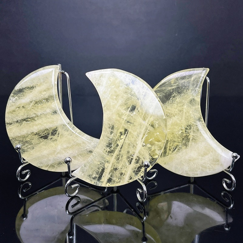 Natural Yellow Crystal Carving Moon Heal ing Gemstone Home Decor