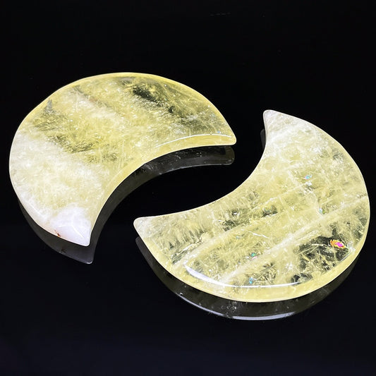 Natural Yellow Crystal Carving Moon Heal ing Gemstone Home Decor