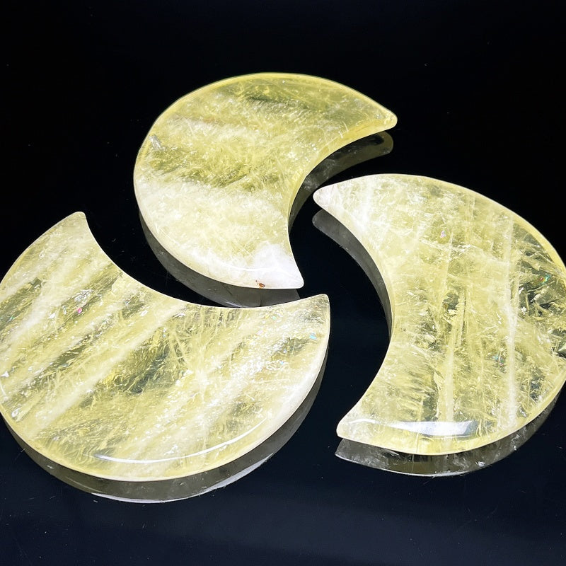 Natural Yellow Crystal Carving Moon Heal ing Gemstone Home Decor