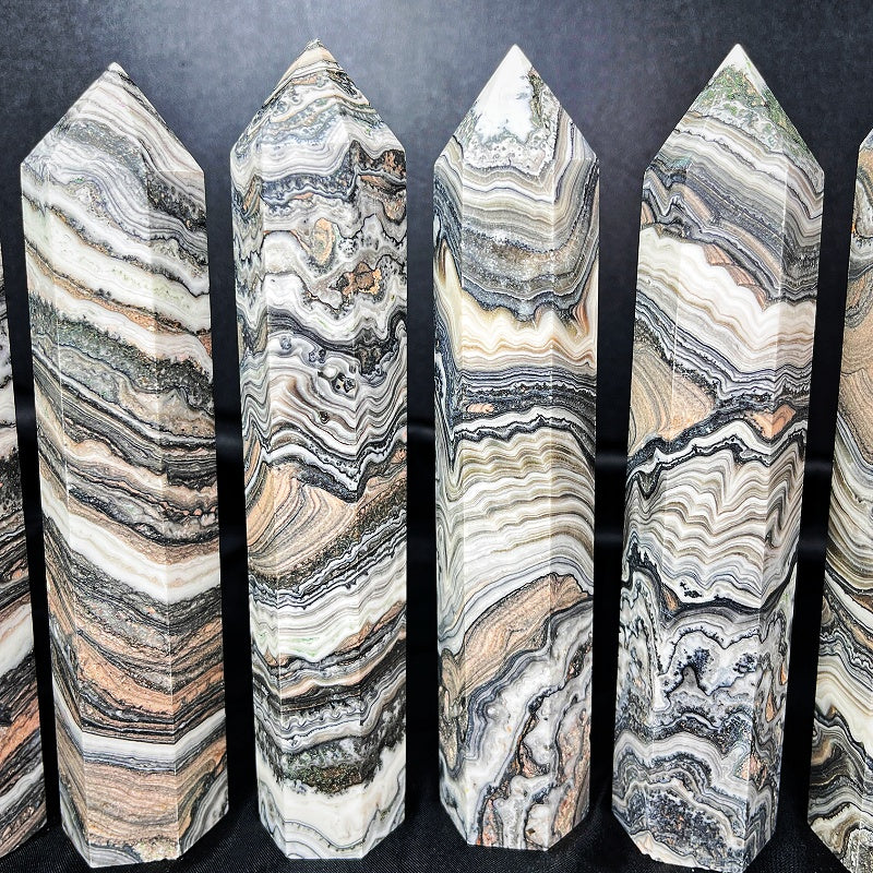 Natural Black flower yellow square puzzle single pointed column Heal ing Gem stone Home Decor