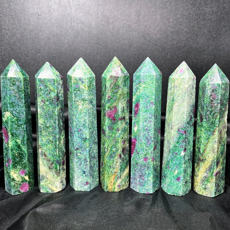Natural Monet Garden Single Pointed Column  Heal ing Gem stone Home Decor