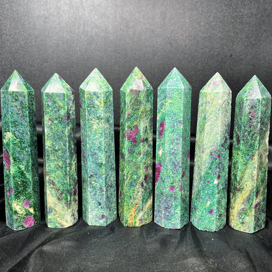 Natural Monet Garden Single Pointed Column Heal ing Gemstone Home Decor