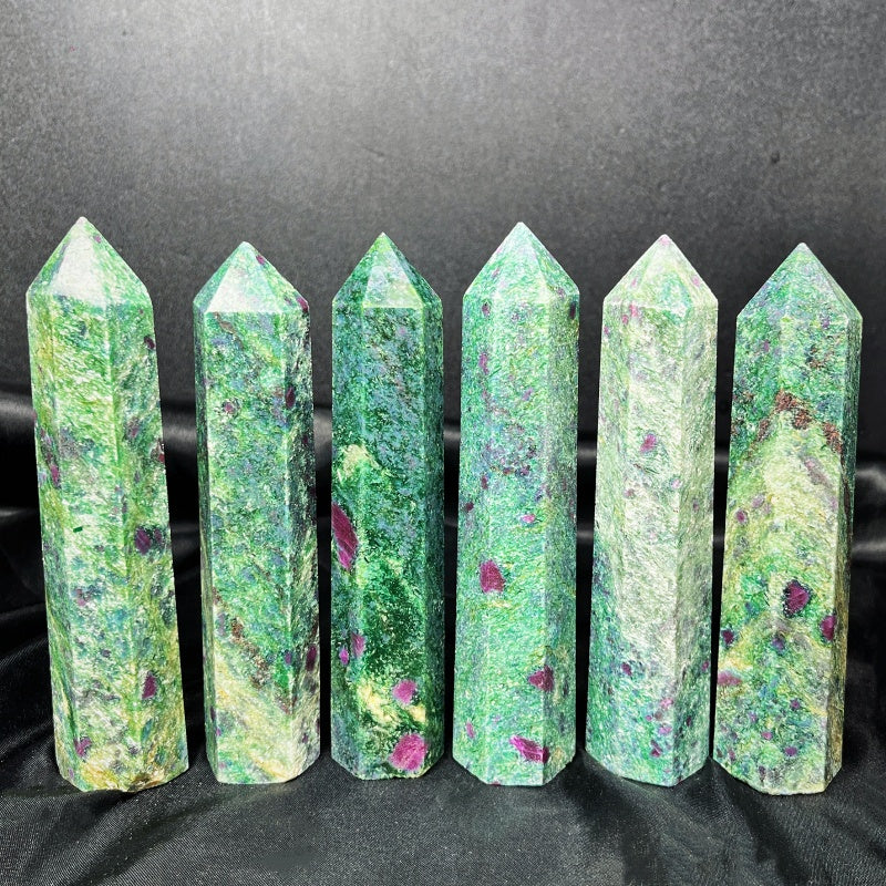 Natural Monet Garden Single Pointed Column  Heal ing Gem stone Home Decor