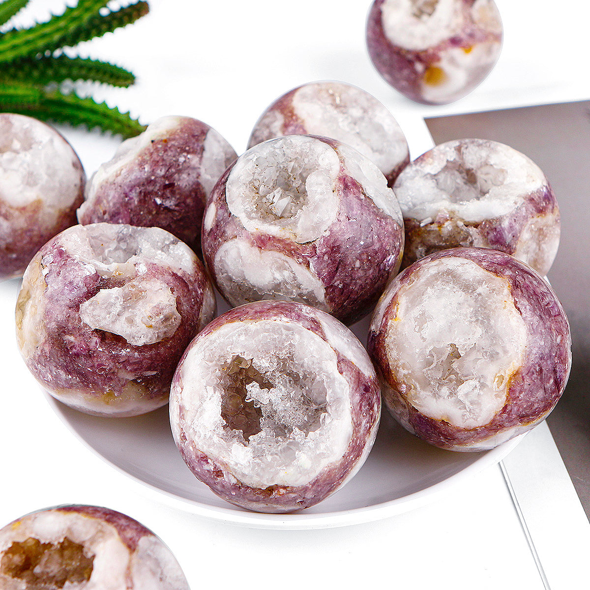 Natural Crystal Cave Purple Lithium Mica Symbiotic Sphere Heal ing Gemstone Home Decor