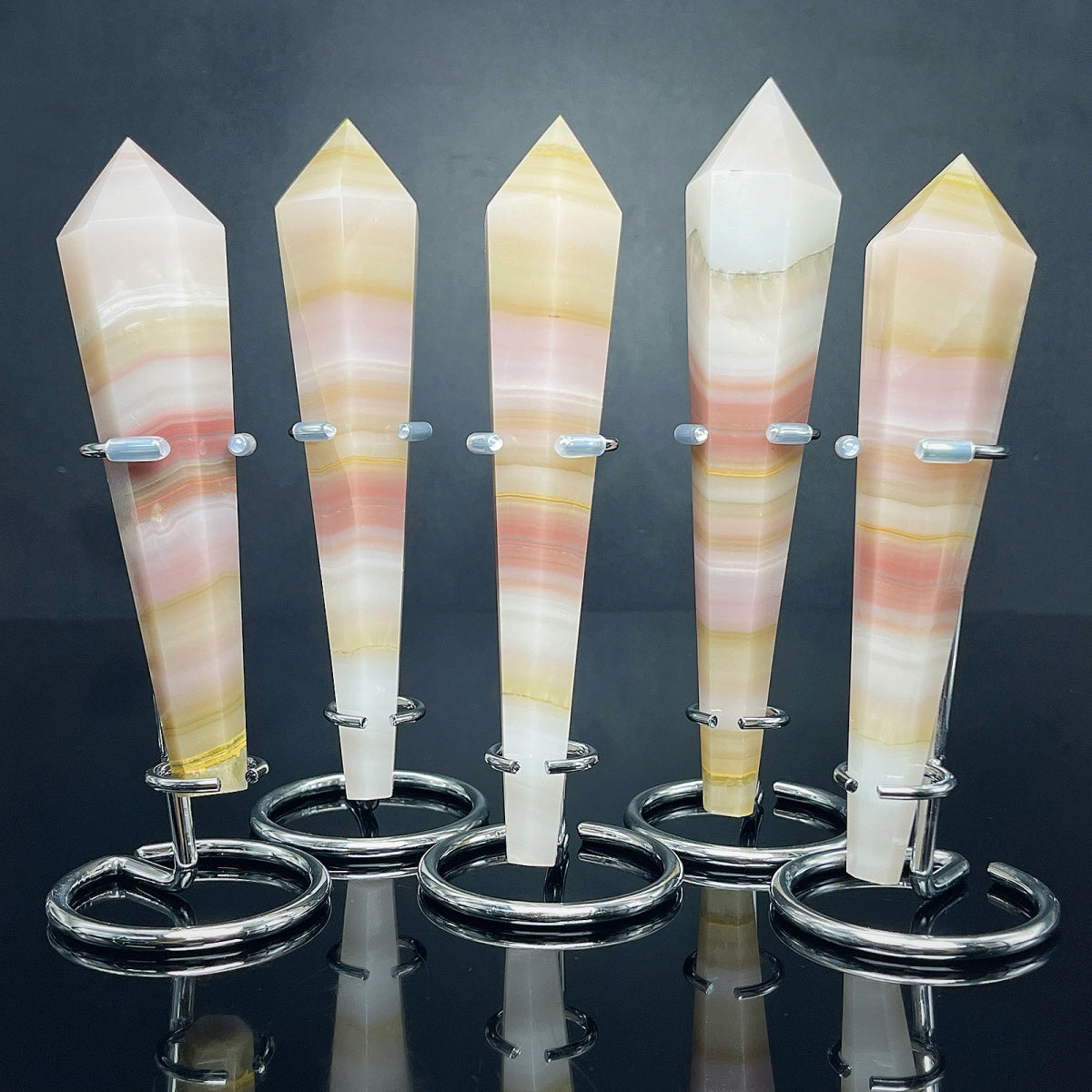 Natural Rainbow Jade Scepter Heal ing Gemstone Home Decor