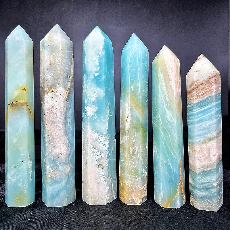 Natural Sky Blue Single Pointed Column  Heal ing Gem stone Home Decor gift