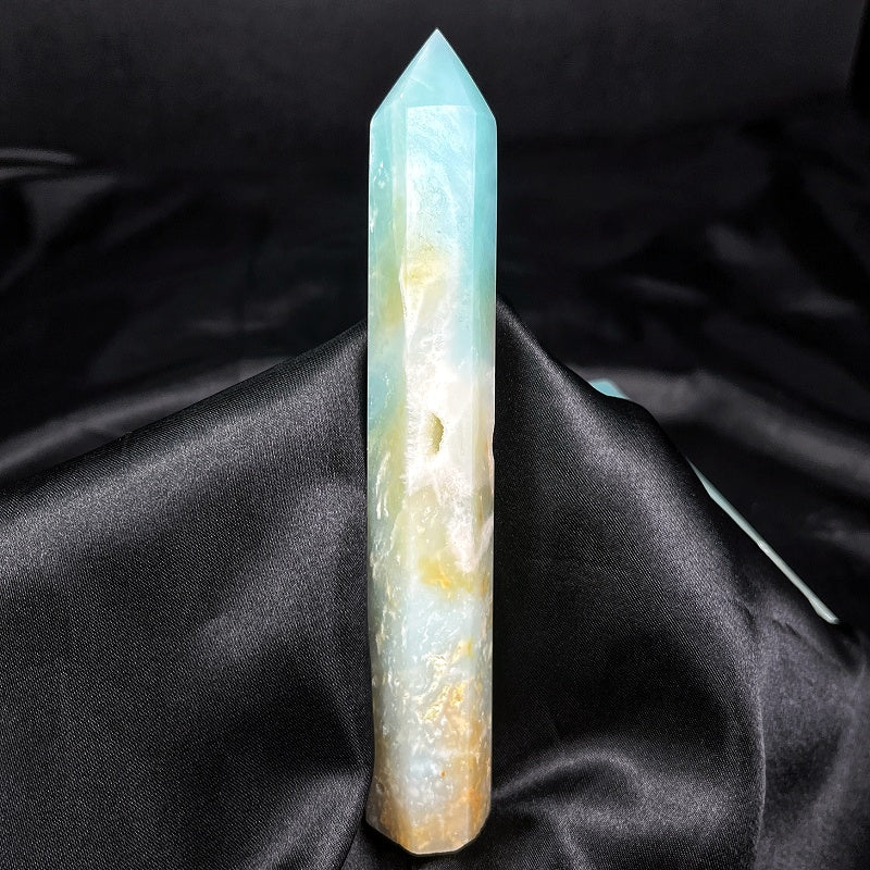 Natural Sky Blue Single Pointed Column  Heal ing Gem stone Home Decor gift