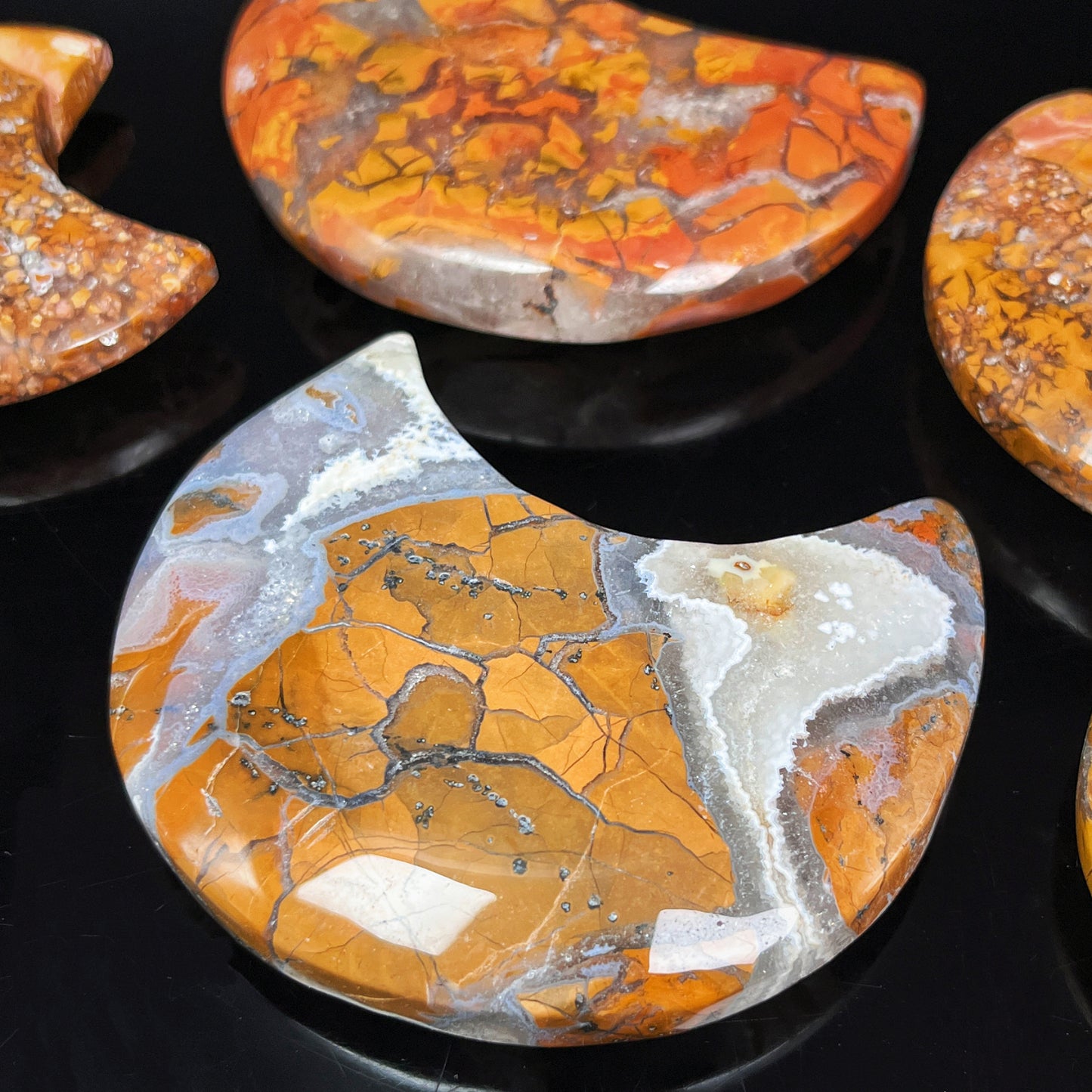 Natural Yellow Cherry Blossoms Agate Moon Heal ing Gemstone Home Decor