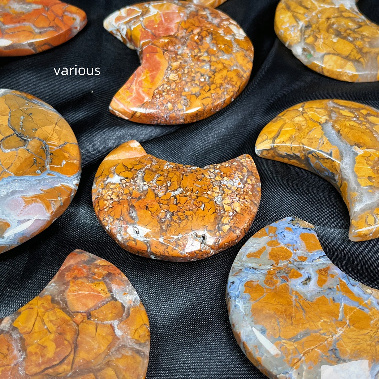 Natural Yellow Cherry Blossoms Agate Moon Heal ing Gemstone Home Decor