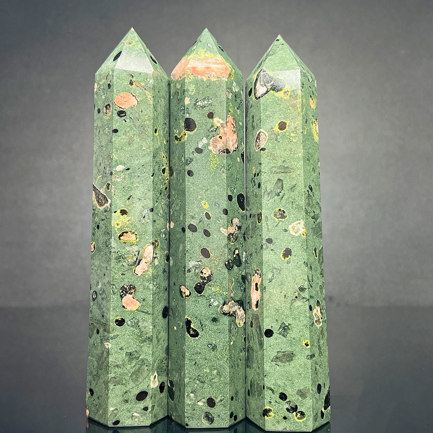 Natural Lotus peacock stone single pointed column Heal ing Gemstone Home Decor