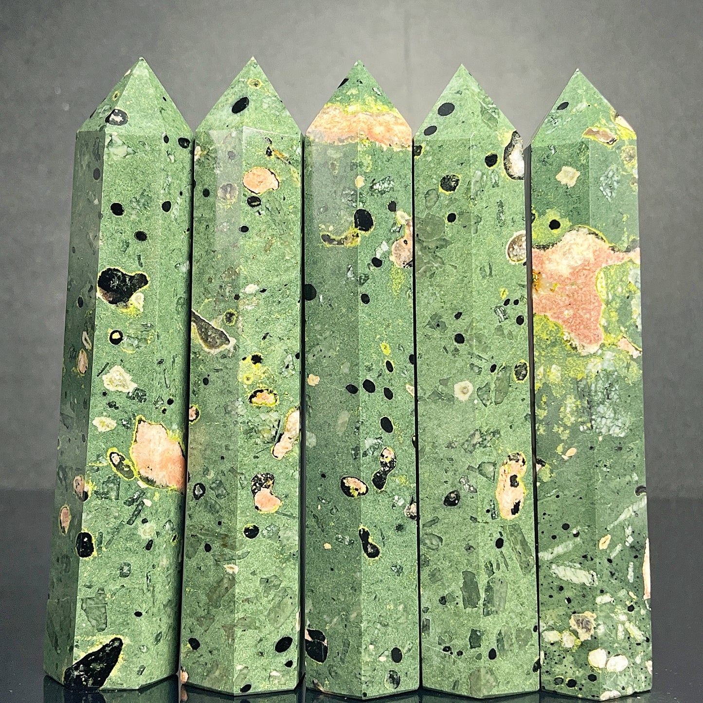 Natural Lotus peacock stone single pointed column Heal ing Gemstone Home Decor